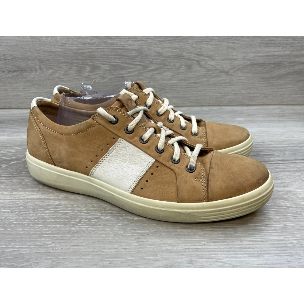 ECCO Soft 7 Men's 10‎ Brown Sneaker Leather Shoes Athletic Comfort Casual Flat